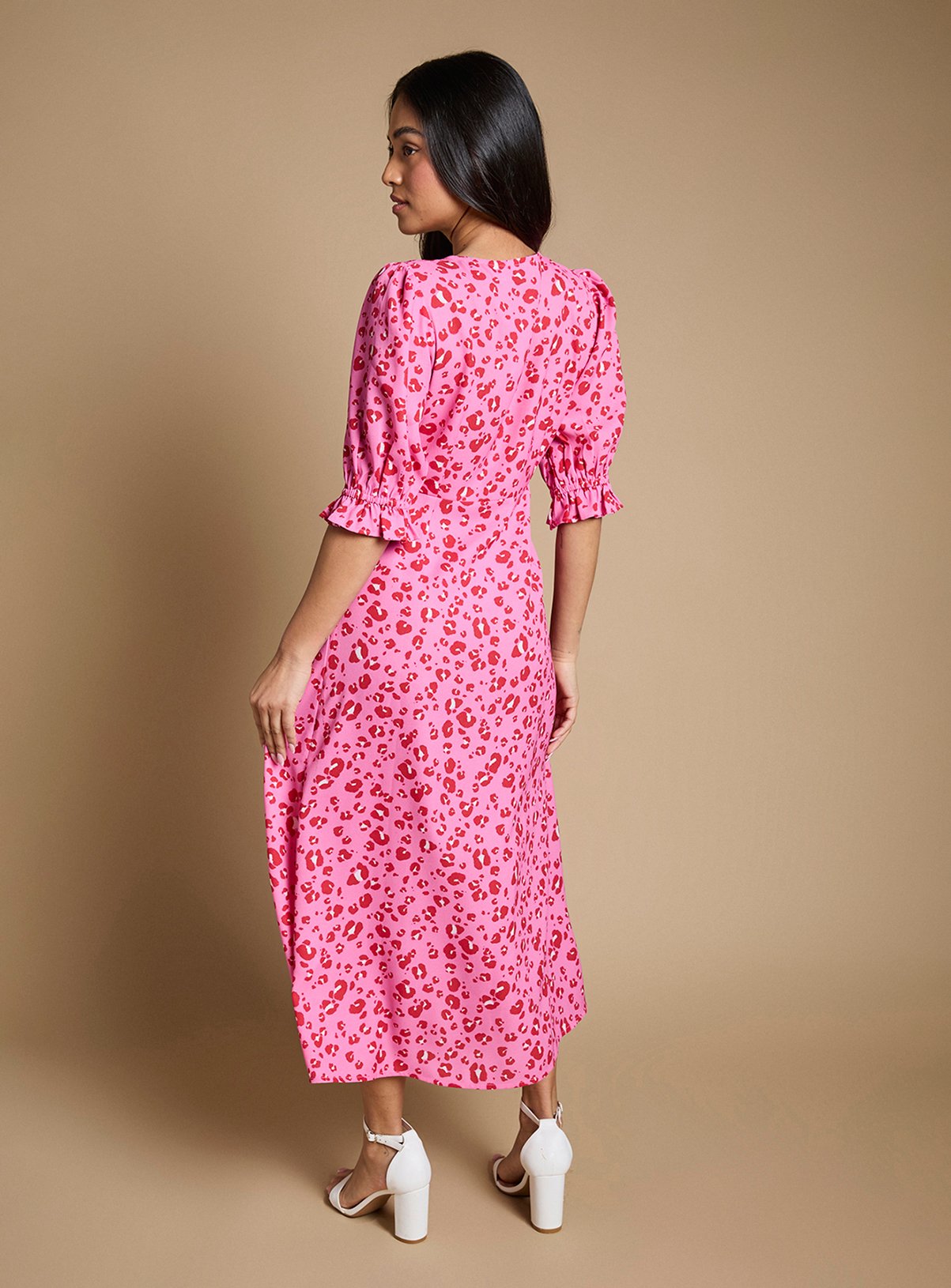 DOROTHY PERKINS Petite Animal Button Through Midaxi Dress 8 - Image 3 thumbnail